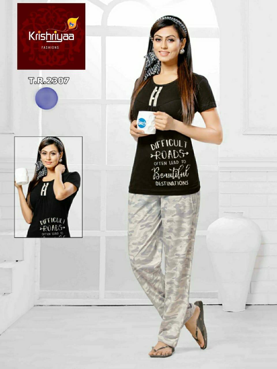 Krishriyaa Fashion Launched Enora Vol 21 Cotton Hosiery Shirt With Pajama  Nightsuit Wholesale Dealer Surat
