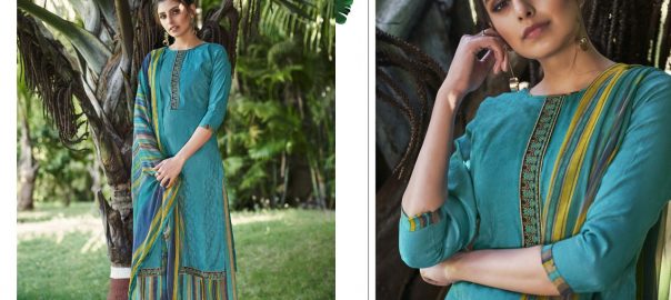 Zulfat Designer Suits   Daisy Jam Jaquard Soft Cotton With Elegantly Stitched Kashmiri Style Tie And Daman Stiched Lace. (2.50 Mtrs) Un Stitched Wholesalers Salwar Suit Canada Collection