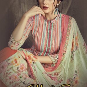 Alok Suit – Golden Wave  Pure Superior Cotton Zari Pattern With Stripes And Flower Digital Print With Neck Pattern  Designer Salwar Suit Wholesale Catalog Bakra Eid Collection