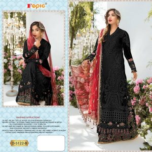 FEPIC – Rosemeen D 5122 B  HEAVY GEORGETTE EMBROIDERED WITH PEARLS WORK  Kashmiri Single Wholesale Catalog Daawat