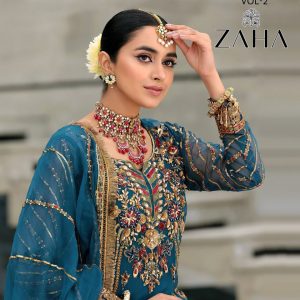 Zaha – Emaan Adeel Vol.2  GEORGETTE WITH HEAVY EMBROIDERED  Pakistani Salwar Suit Wholesale Catalog Bakra Eid Collection