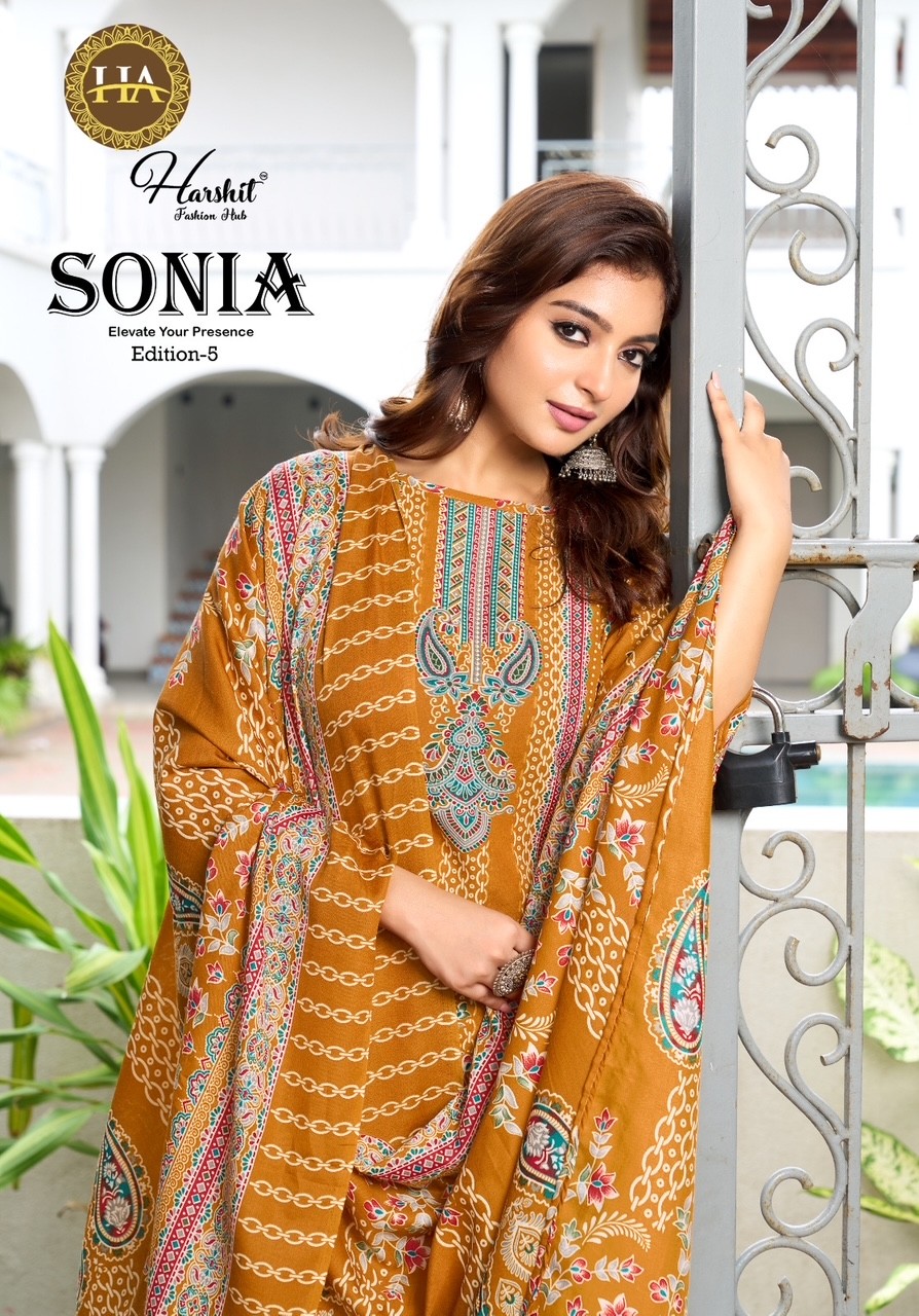 Harshit Fashion – Sonia Vol.5     Salwar Suit Wholesale Catalog Casual Wear