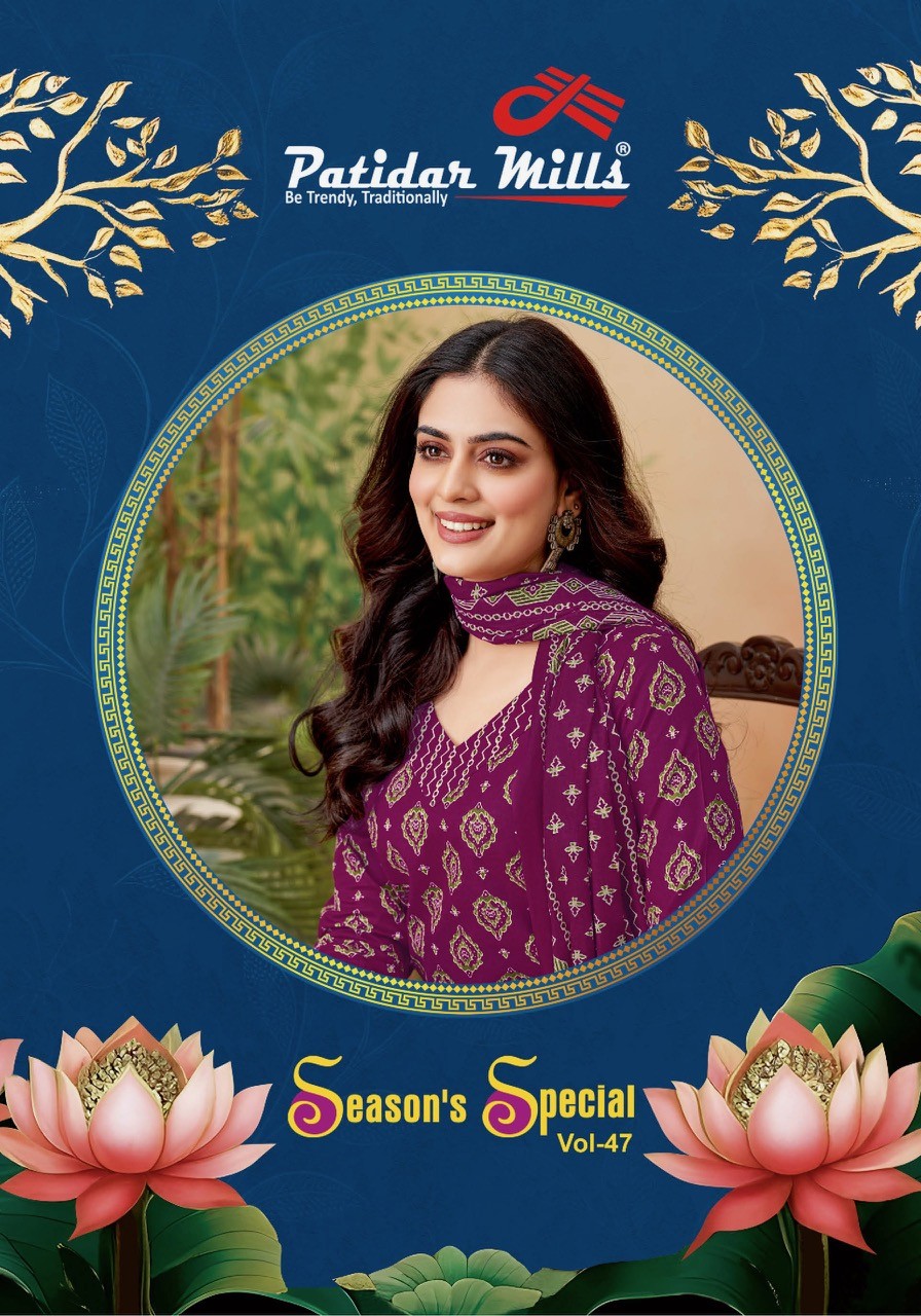 Patidar Mills – Seasons Special Vol.47     Cotton Printed Wholesale Catalog Casual Wear