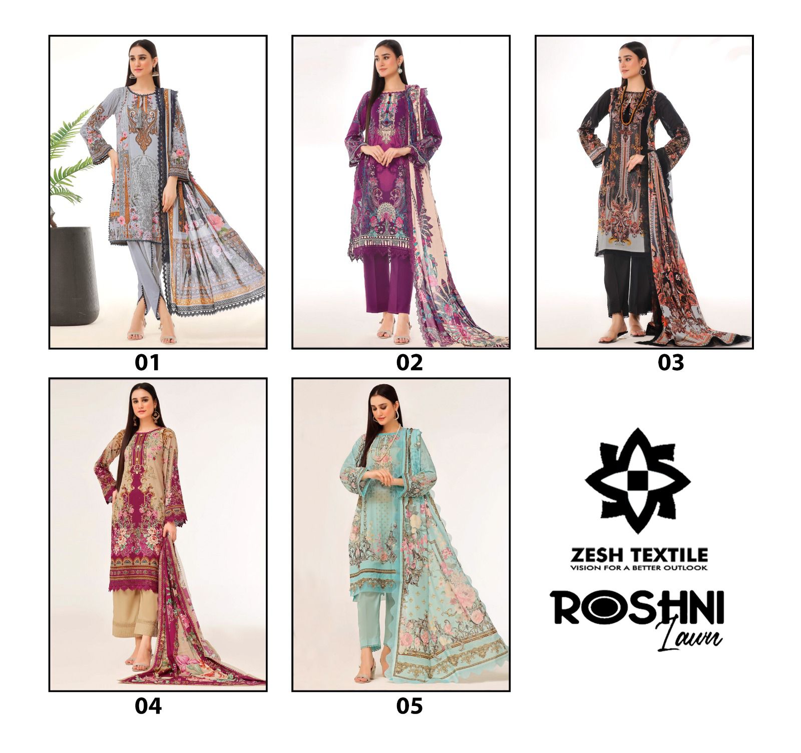 Zesh Textile – Roshni Lawn