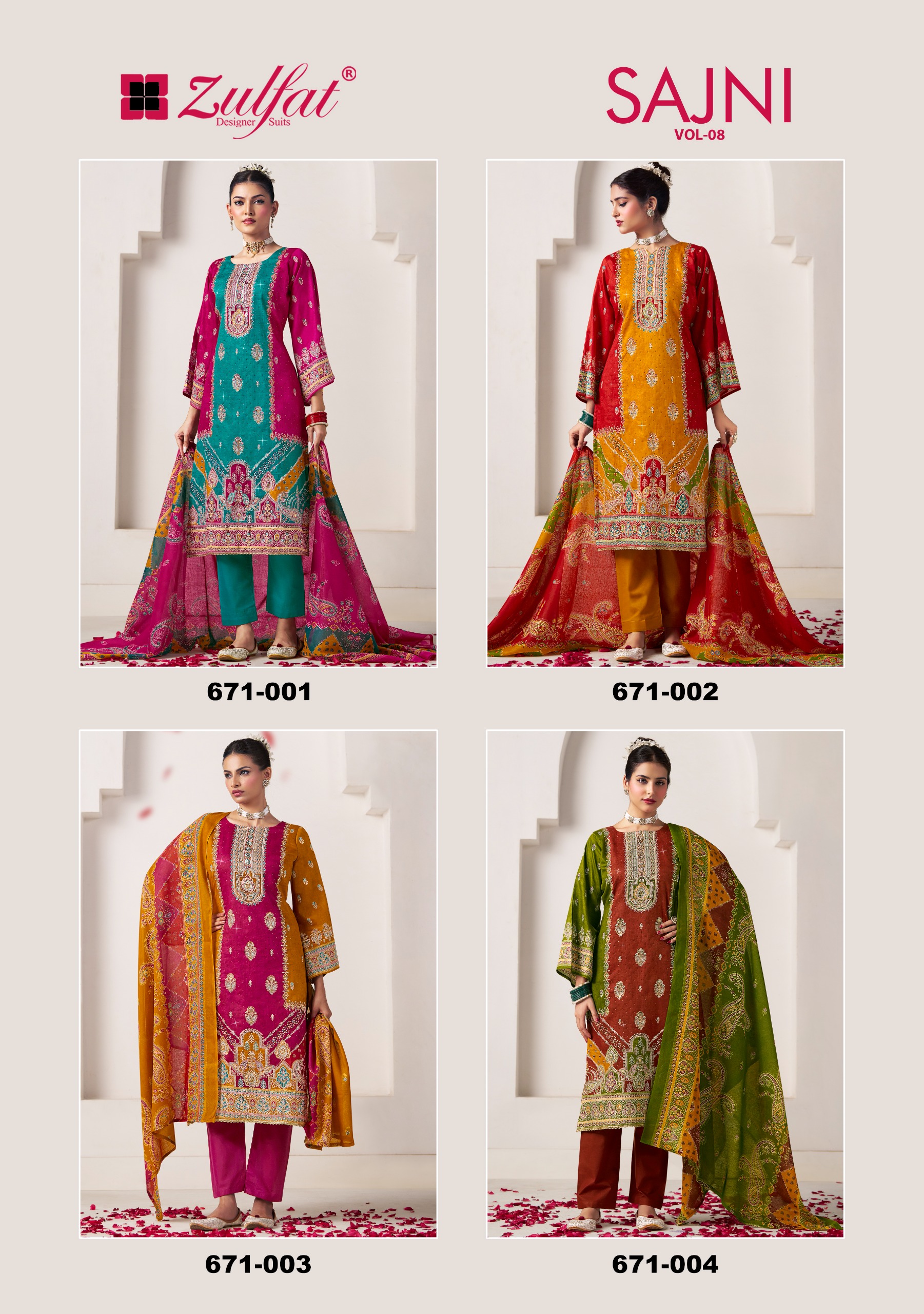 Zulfat Designer Suits – Sajni vol.8