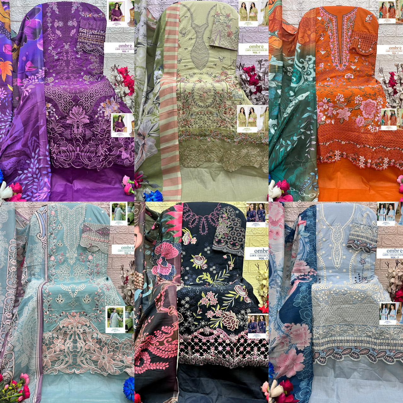 Shree Fab – Ombre lawn vol 7 Ciffon Duptta