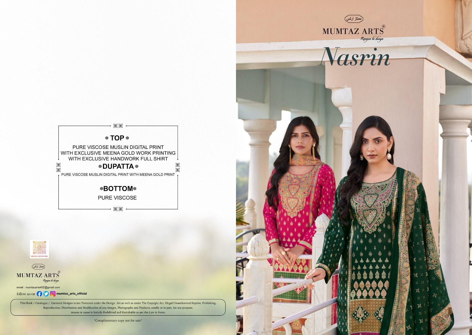 Mumtaz Art – Nasrin     Salwar Suit Wholesale Catalog Any Occasion