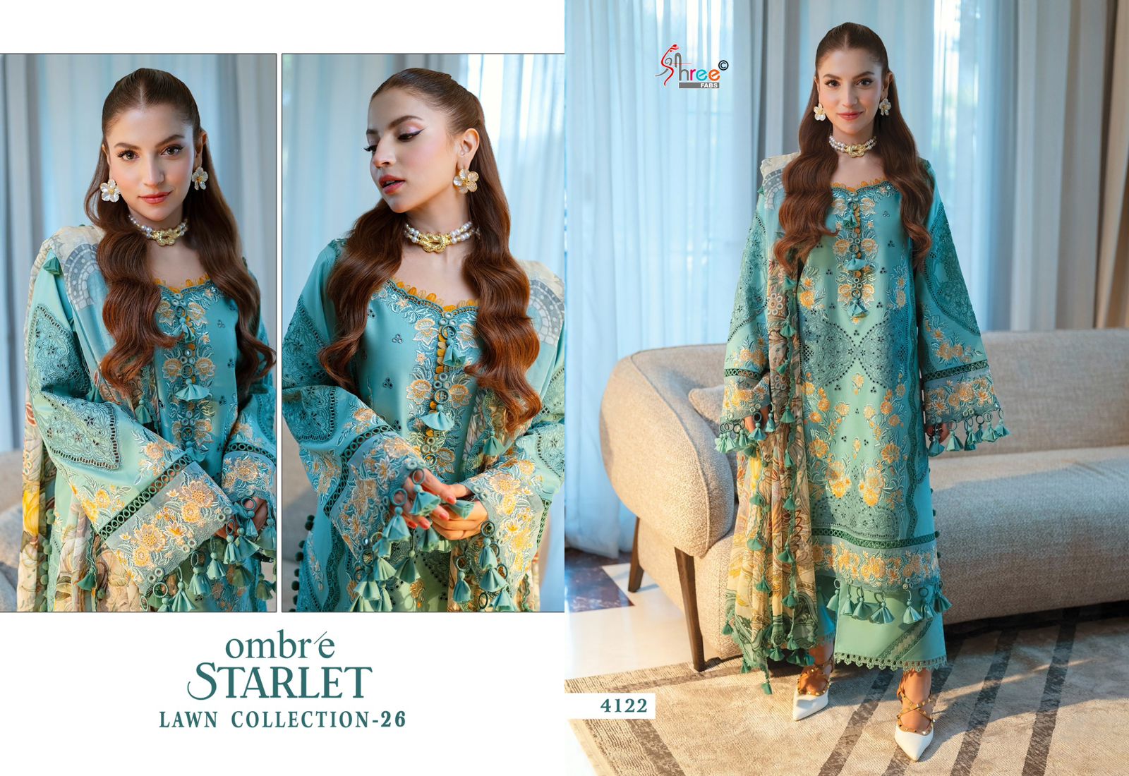 Shree Fab – Ombre Starlet Lawn Collection 26 Ciffon Duptta