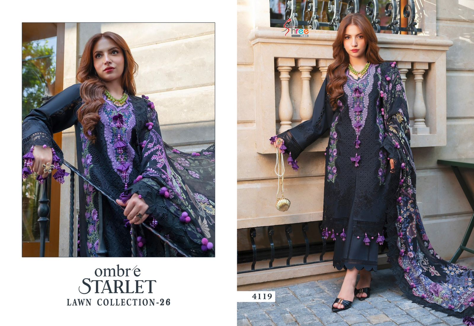 Shree Fab – Ombre Starlet Lawn Collection 26 Ciffon Duptta