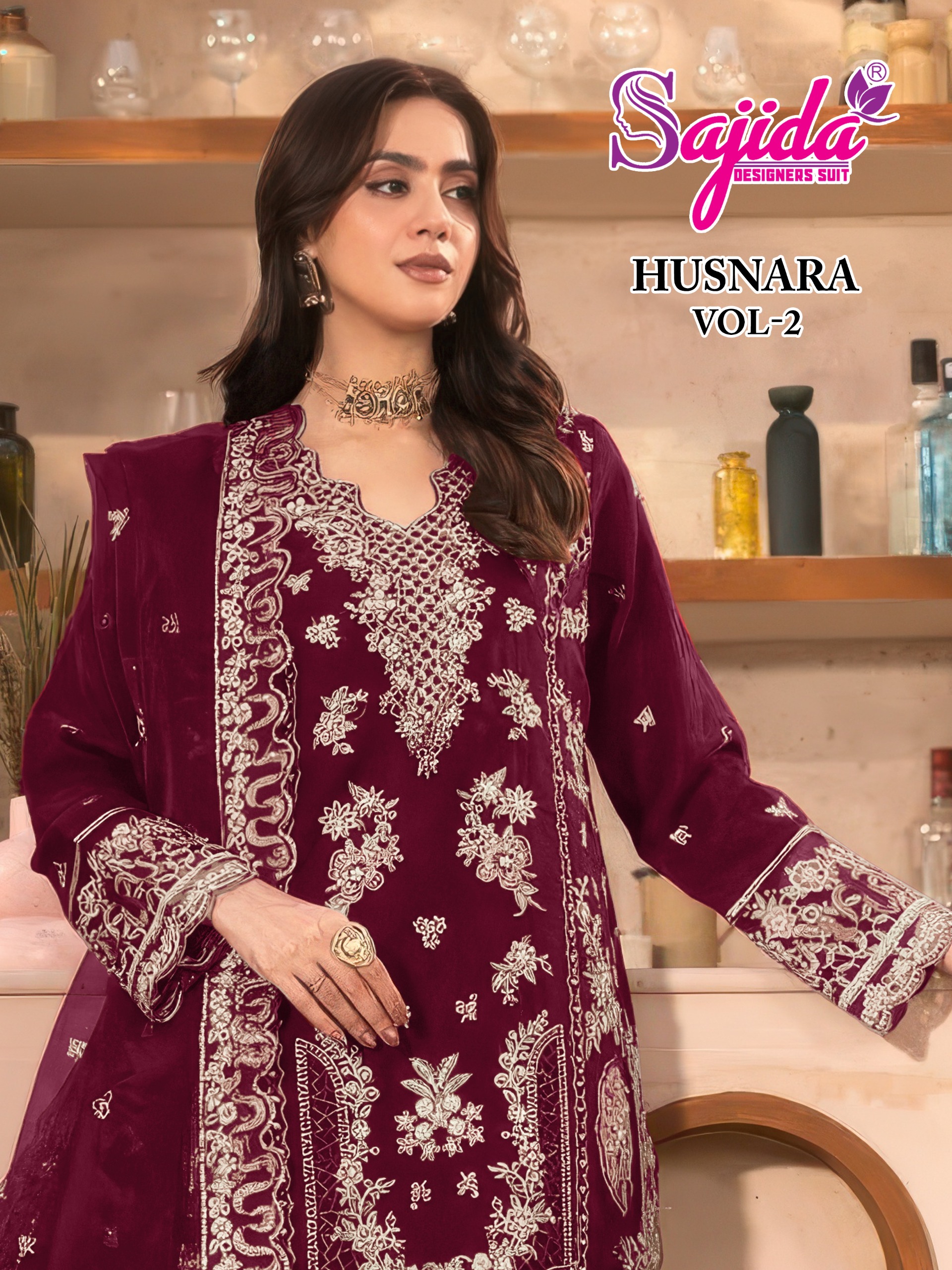 Sajida Designer – Husnara Vol.2     Salwar Suit Wholesale Catalog Ramzan Special