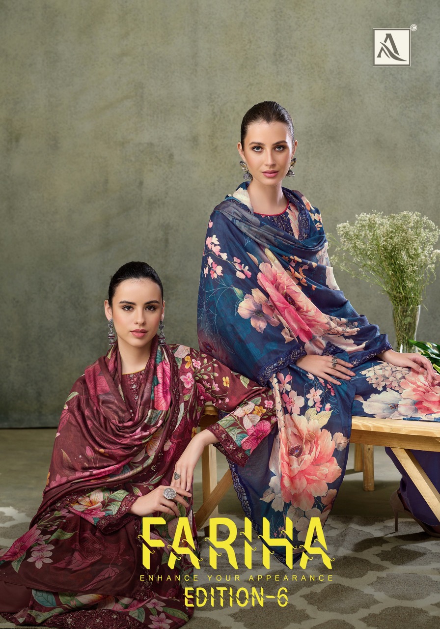 Alok Suit – Fariha Vol.6     Salwar Suit Wholesale Catalog Any Occasion