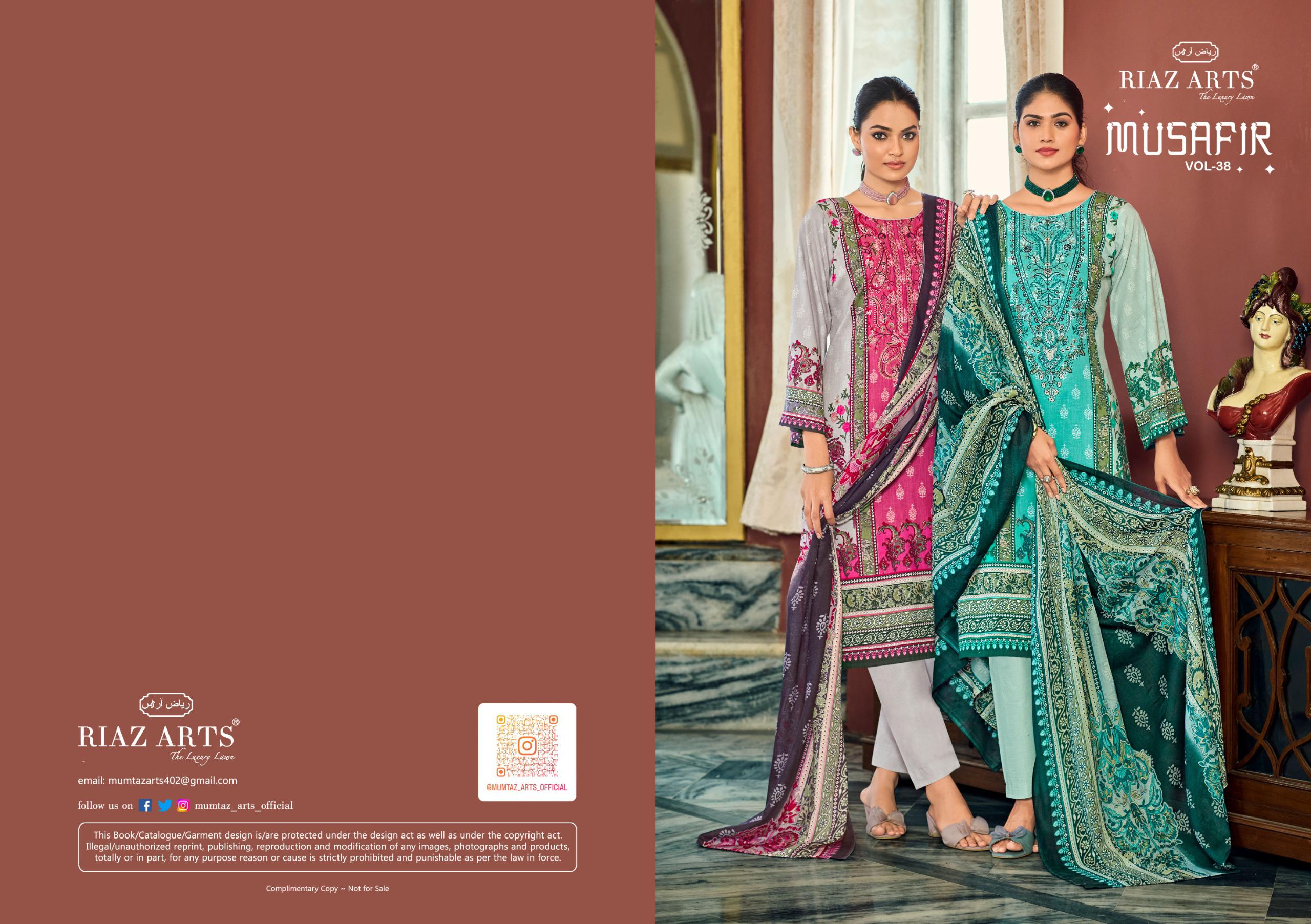 Riaz Arts – Musafir Vol.38     Salwar Suit Wholesale Catalog Any Occasion