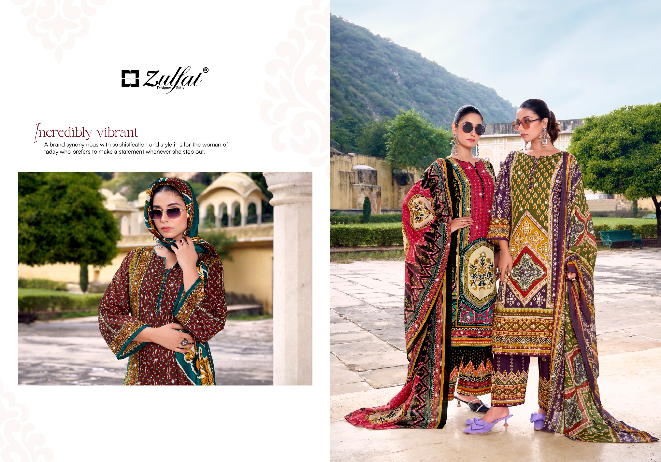DEEPSY SUITS – Jade Flora Cotton Duptta