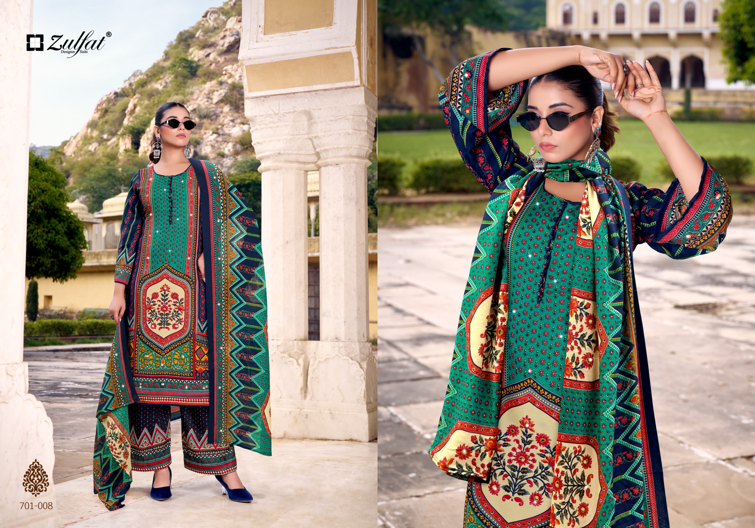 DEEPSY SUITS – Jade Flora Cotton Duptta