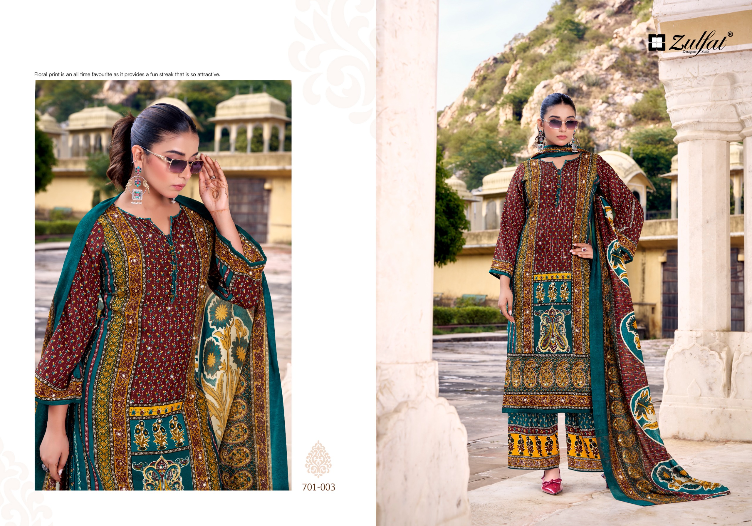 DEEPSY SUITS – Jade Flora Cotton Duptta