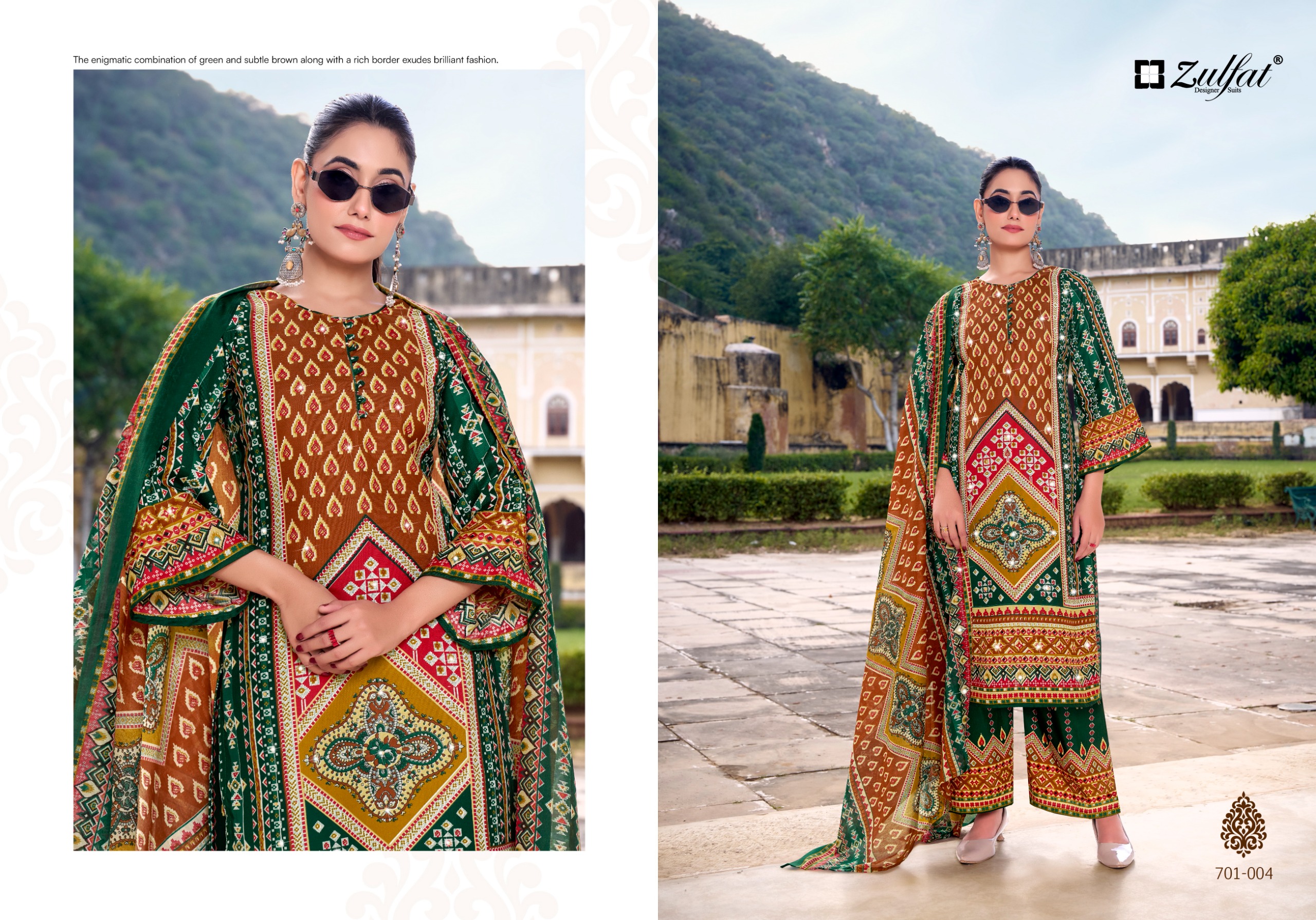 DEEPSY SUITS – Jade Flora Cotton Duptta