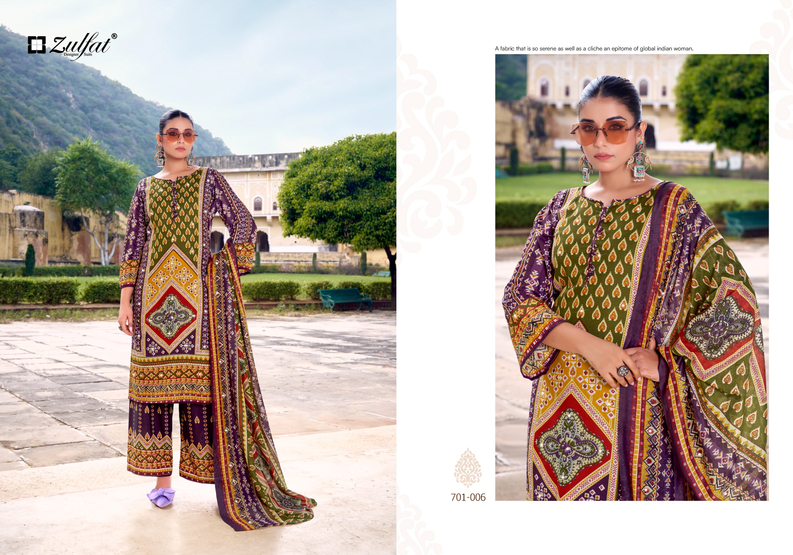 DEEPSY SUITS – Jade Flora Cotton Duptta