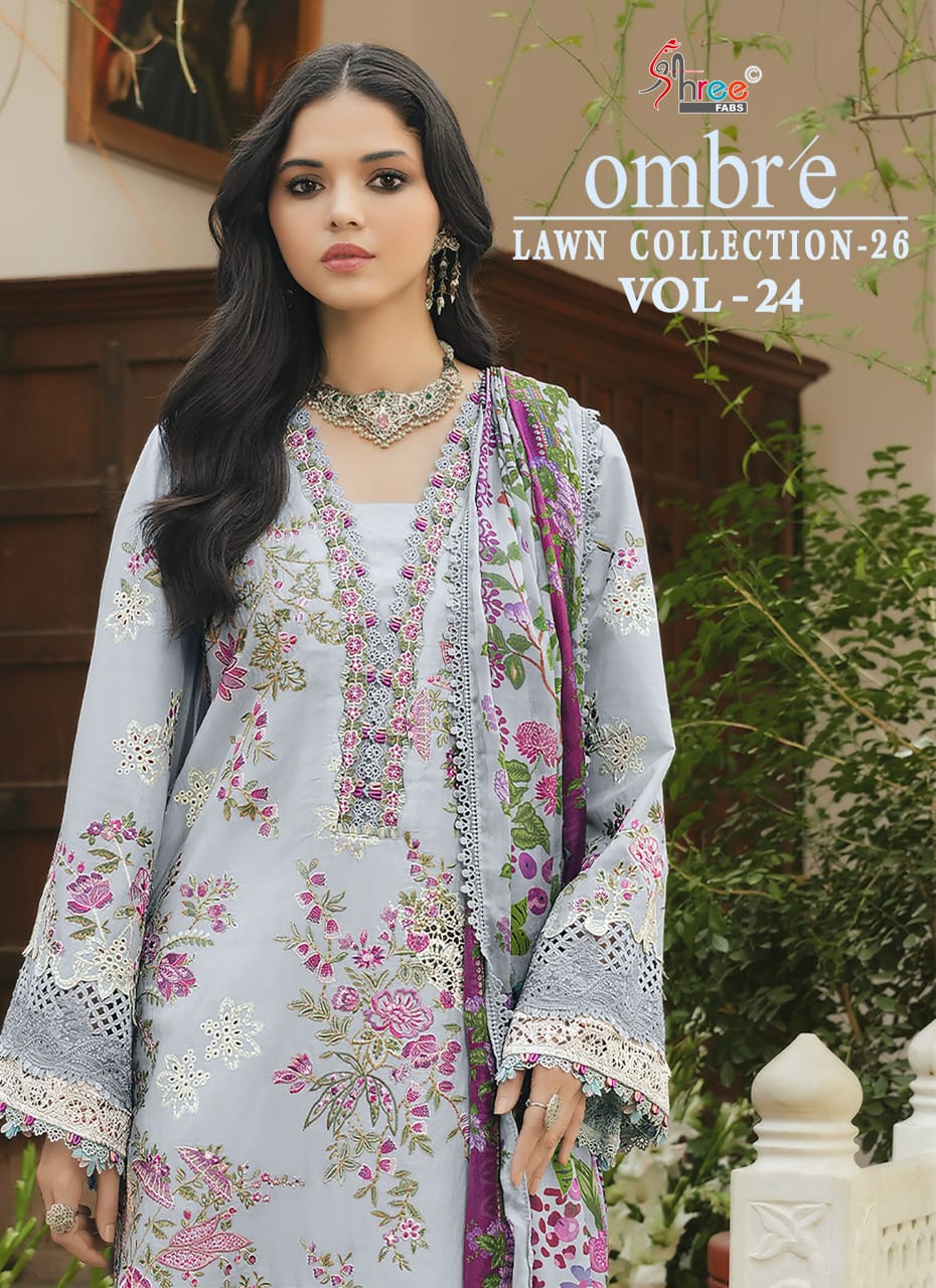 Shree Fab – Ombre Lawn Collection 24 Cotton Duptta     Salwar Suit Wholesale Catalog Any Occasion