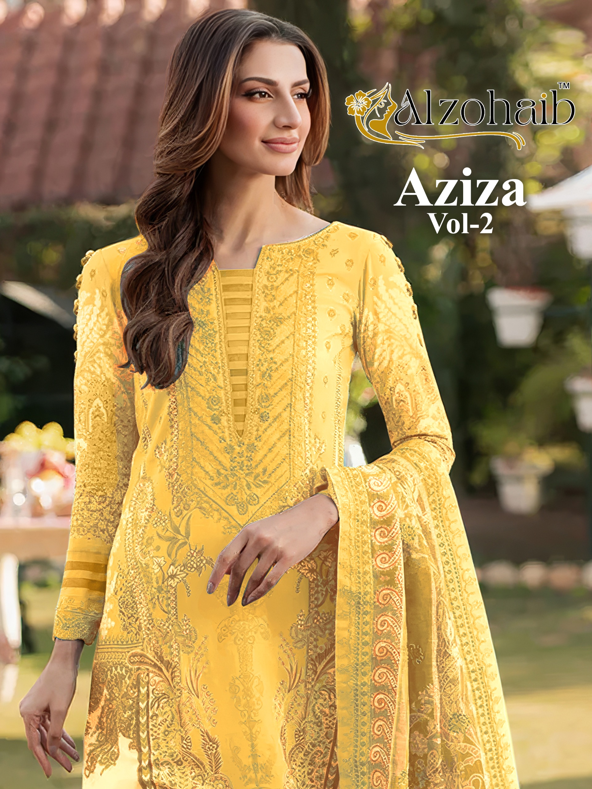 Al Zohaib - Aziza Vol.2 Ciffon Duptta Al Zohaib – Aziza Vol.2 Ciffon Duptta Pakistani Salwar Suit Wholesale Catalog Mohrom Collection