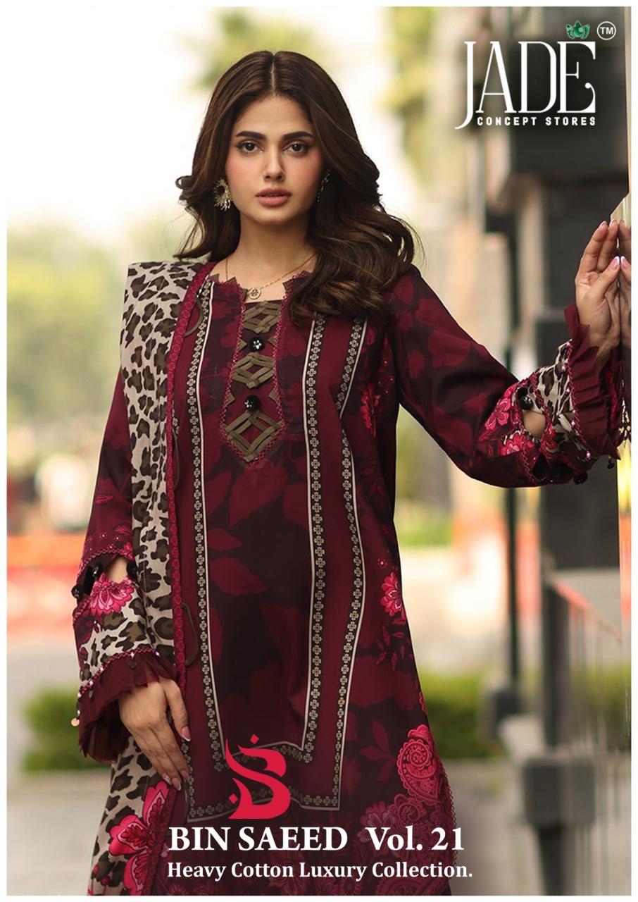 Jade – Bin Saeed Vol.21     Cotton Printed Wholesale Catalog Cotton Print