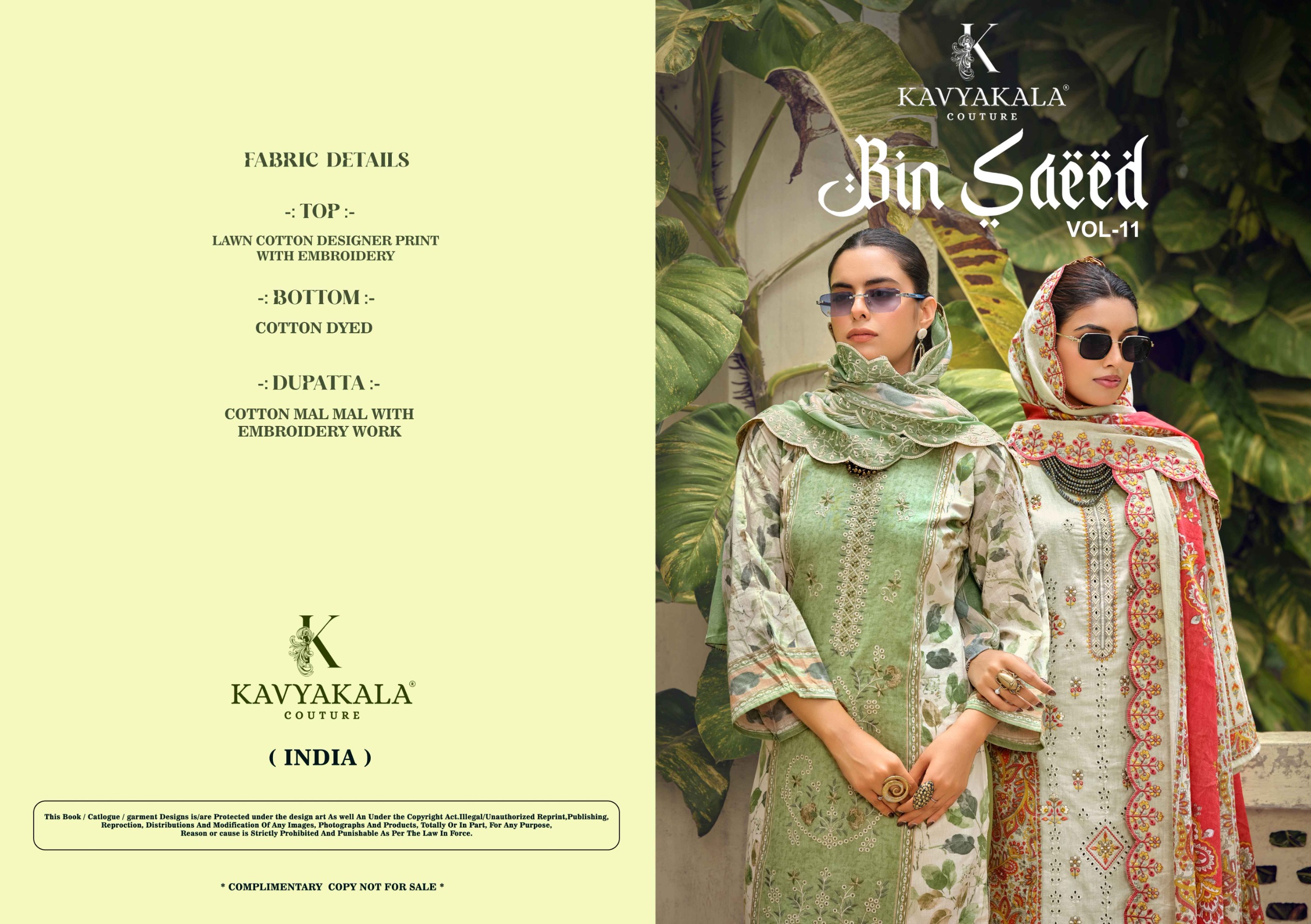 Kavya Kala - Bin Saeed Vol.11 Kavya Kala – Bin Saeed Vol.11 Salwar Suit Wholesale Catalog Any Occasion
