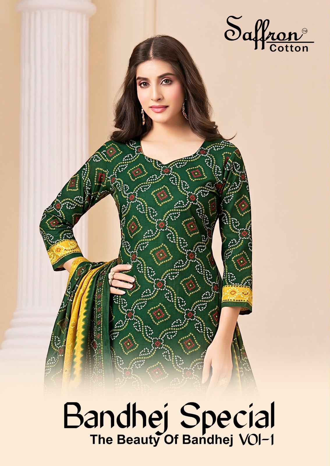Saffron Cotton – Bandhej Special     Salwar Suit Wholesale Catalog Casual Wear
