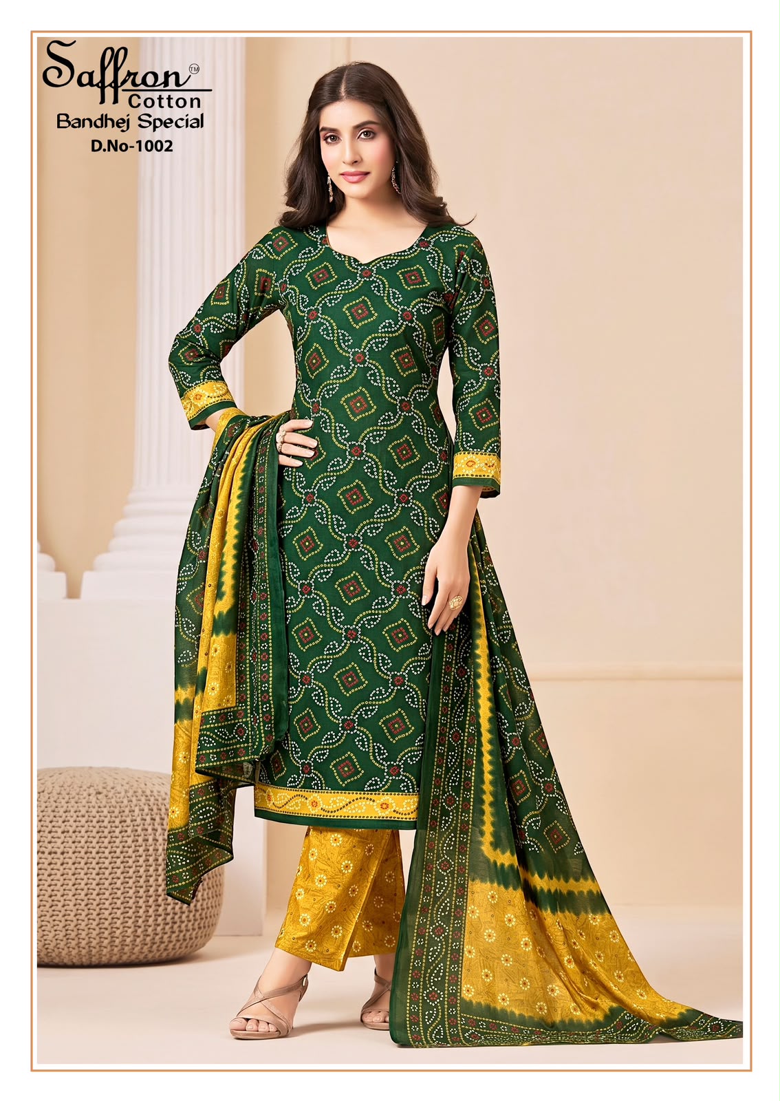 Saffron Cotton - Bandhej Special Saffron Cotton – Bandhej Special