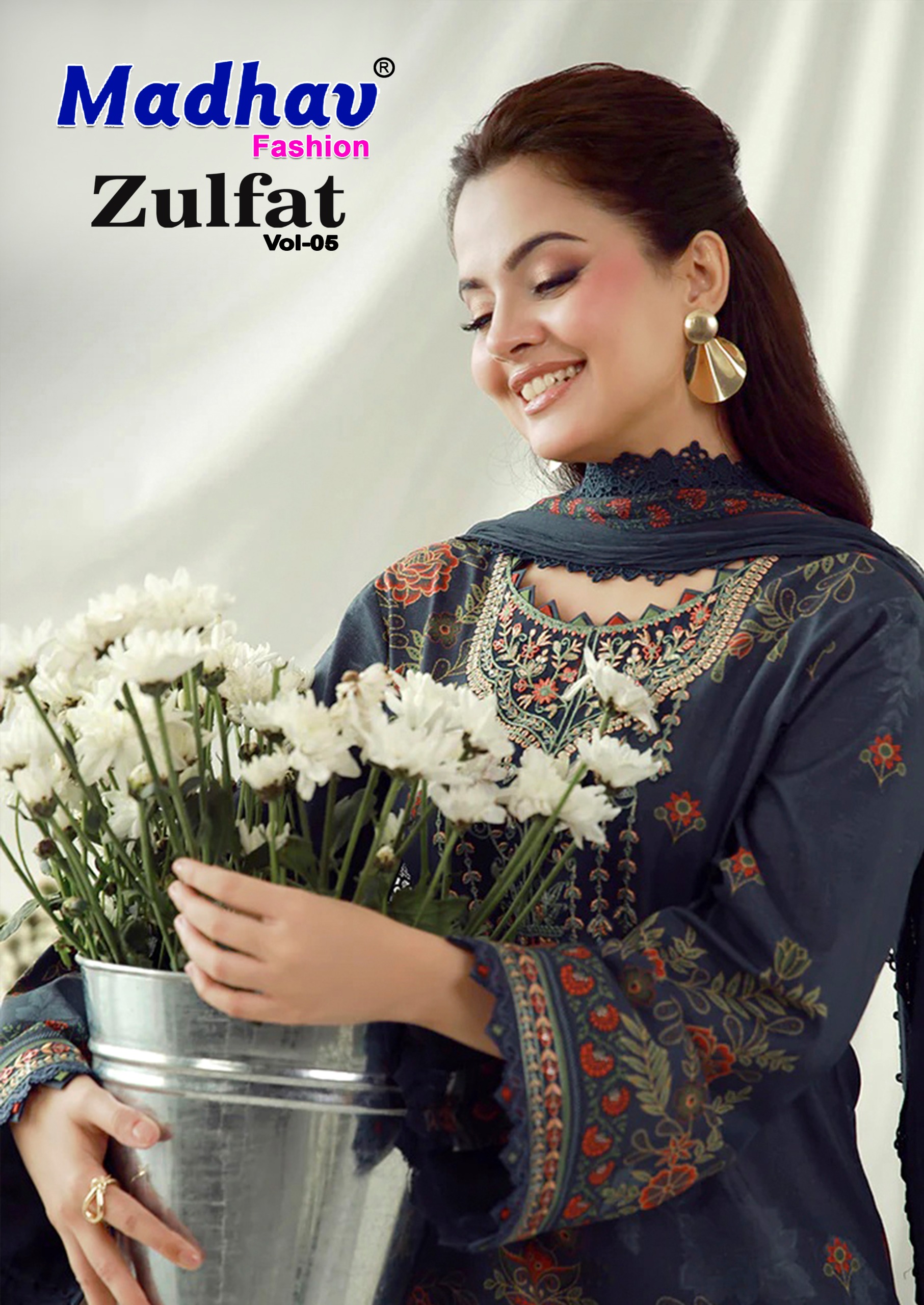 Madhav Fashion – Zulfat Vol.5     Cotton Printed Wholesale Catalog Cotton Print
