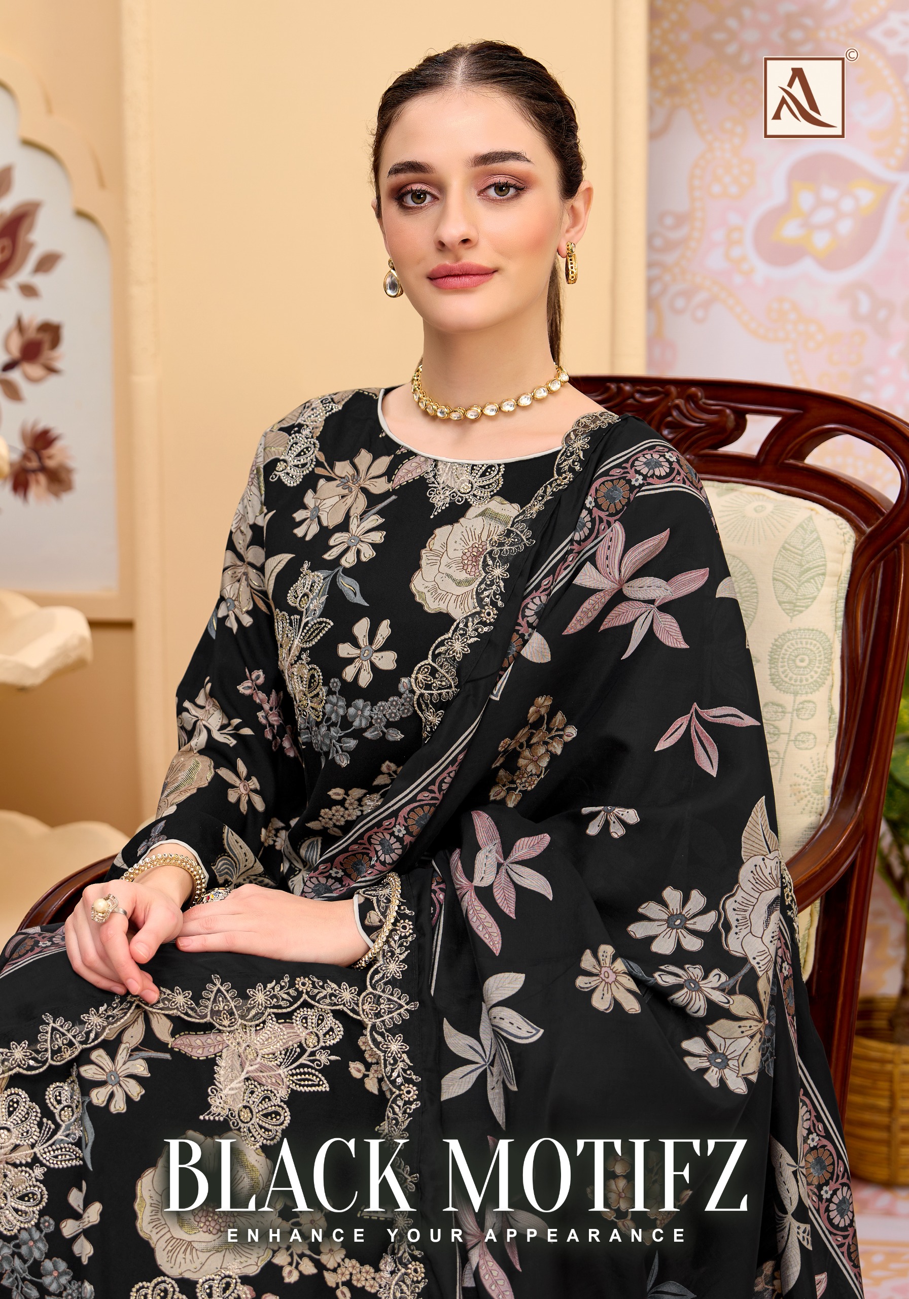 Alok Suit – Black Motifz     Salwar Suit Wholesale Catalog Any Occasion