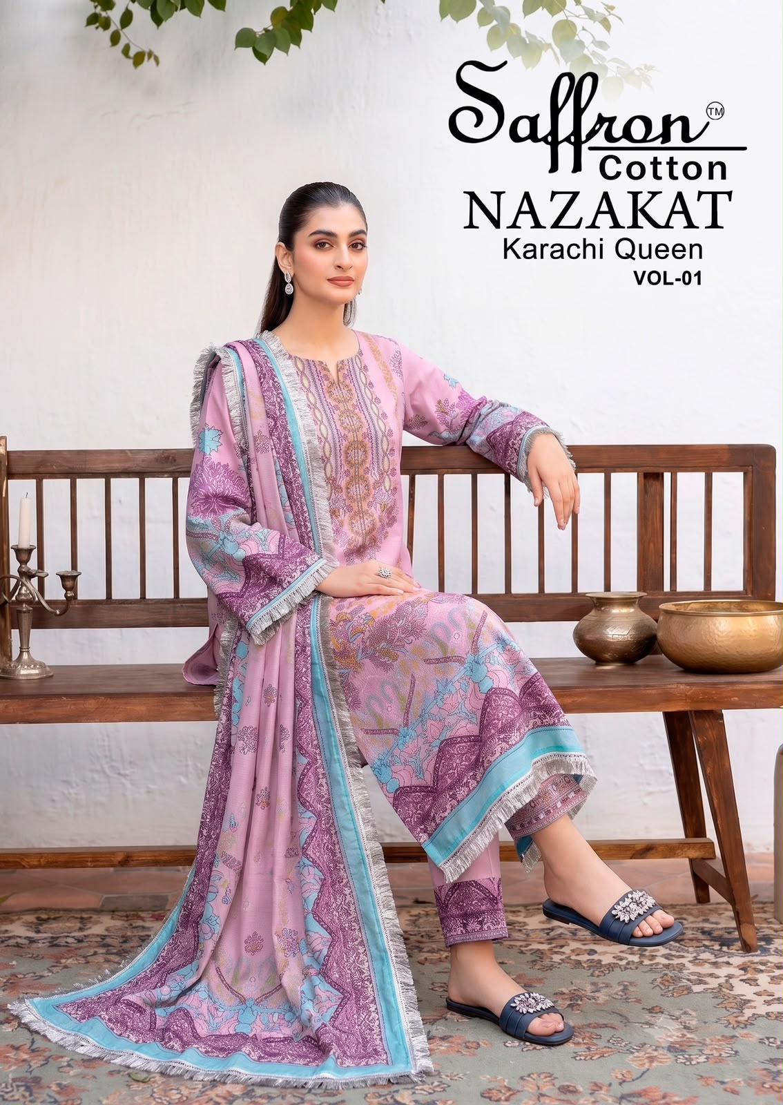Saffron Cotton – Nazakat Karachi Queen     Salwar Suit Wholesale Catalog Regular Wear